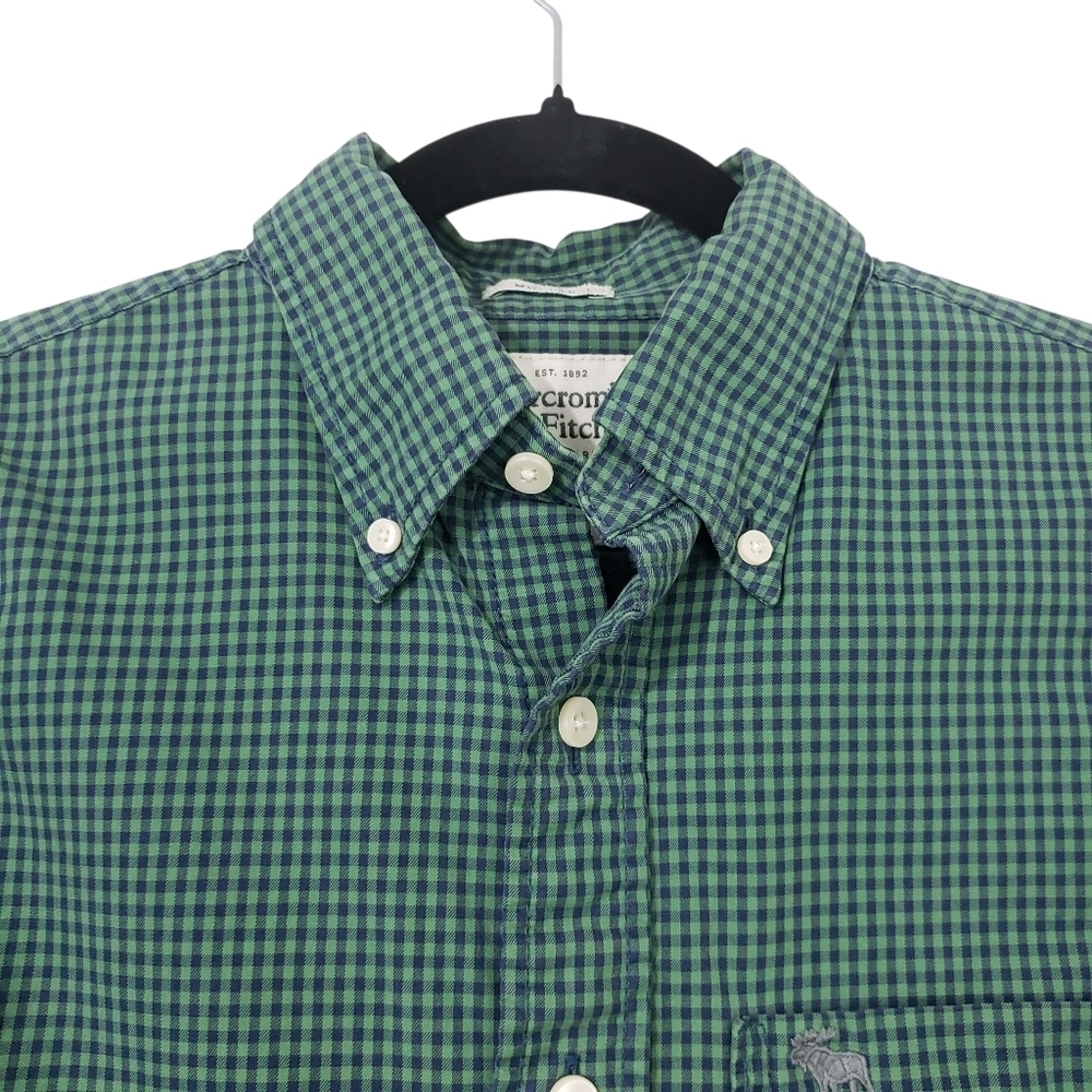 Abercrombie & Fitch Green Plaid Long-Sleeve Muscle Shirt Size Small